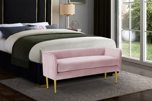 Audrey Velvet / Engineered Wood / Metal / Foam Contemporary Pink Velvet Bench - 52" W x 19" D x 24" H