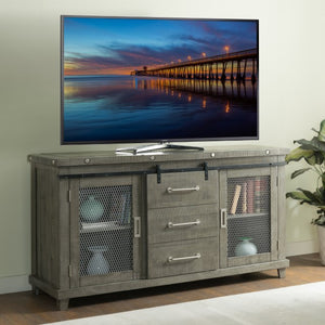 Vilo Home  Industrial Charms Barn Door 65" Gray TV Stand with Distressed Design VH1854 VH1854
