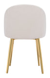 Zuo Modern Cozy 100% Polyester, Plywood, Steel Modern Commercial Grade Dining Chair Set - Set of 2 Cream, Gold 100% Polyester, Plywood, Steel