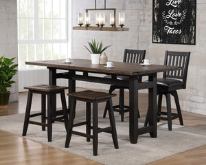 ECI Furniture Ashford 24" Saddle Stool  w/ Wood Seat, Black & Rustic Walnut - Set of 2 Black & Rustic Walnut Hardwood solids and veneers