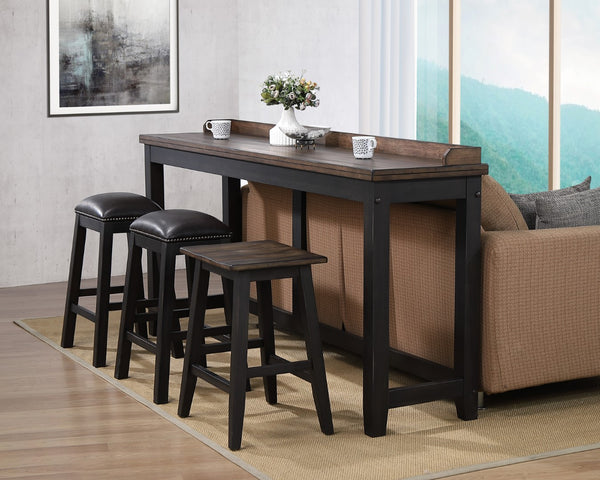 ECI Furniture Ashford 24" Saddle Stool  w/ Wood Seat, Black & Rustic Walnut - Set of 2 Black & Rustic Walnut Hardwood solids and veneers