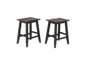 ECI Furniture Ashford 24" Saddle Stool  w/ Wood Seat, Black & Rustic Walnut - Set of 2 Black & Rustic Walnut Hardwood solids and veneers