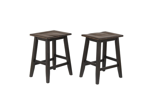 ECI Furniture Ashford 24" Saddle Stool  w/ Wood Seat, Black & Rustic Walnut - Set of 2 Black & Rustic Walnut Hardwood solids and veneers