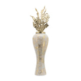 Sagebrook Home Contemporary Glass, 43"h Vase W/ Aluminum Top, White/gold 16770-02 White/gold Glass