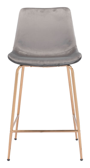Zuo Modern Tony 100% Polyester, Plywood, Steel Modern Commercial Grade Counter Stool Gray, Gold 100% Polyester, Plywood, Steel