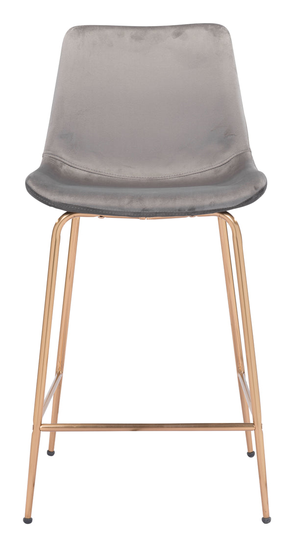 Zuo Modern Tony 100% Polyester, Plywood, Steel Modern Commercial Grade Counter Stool Gray, Gold 100% Polyester, Plywood, Steel