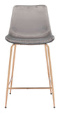 Zuo Modern Tony 100% Polyester, Plywood, Steel Modern Commercial Grade Counter Stool Gray, Gold 100% Polyester, Plywood, Steel