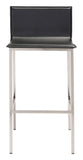 Zuo Modern Marina 100% Polyurethane, Stainless Steel Modern Commercial Grade Barstool Set - Set of 2 Black, Silver 100% Polyurethane, Stainless Steel