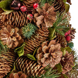 Pre-Decorated Pine Cone and Glitter Unlit Artificial Tabletop Christmas Tree, Natural and Green