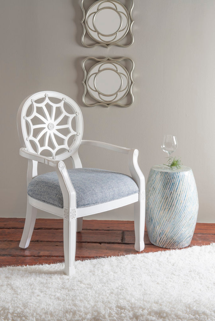 Spider Web Back Accent Chair, White
