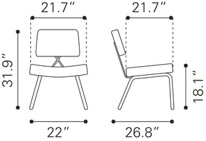 Zuo Modern Nicole 100% Polyester, Plywood, Steel Modern Commercial Grade Dining Chair Set - Set of 2 Green, Gold 100% Polyester, Plywood, Steel