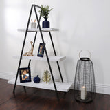 Sagebrook Home Contemporary Metal/wood 54" Pyramid Shelf, White/black Kd 15030-01 White Iron