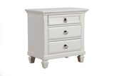 Alpine Furniture Winchester 3 Drawer Nightstand, White 1306-W-NS White Pine Solids 28 x 17 x 28