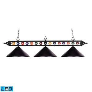 Designer Classics 58'' Wide 3-Light Linear Chandelier - Matte Black