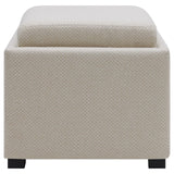 Cameron Square Fabric Storage Ottoman with Tray