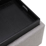 Cameron Square Fabric Storage Ottoman with Tray