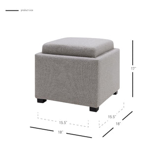 Cameron Square Fabric Storage Ottoman with Tray Cardiff Gray