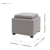 Cameron Square Fabric Storage Ottoman with Tray