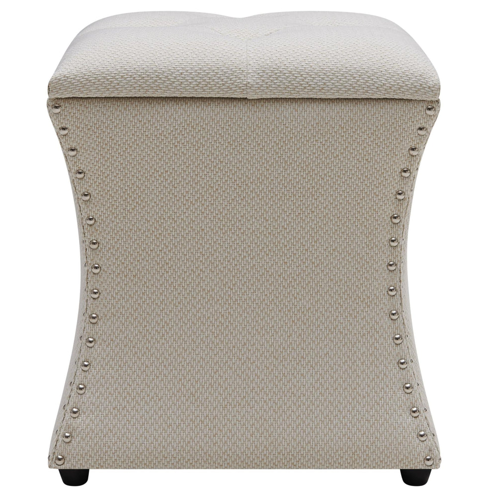 Amelia Nailhead Tufted Storage Ottoman Cardiff Cream
