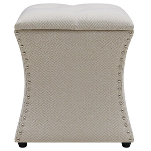 Amelia Nailhead Tufted Storage Ottoman Cardiff Cream