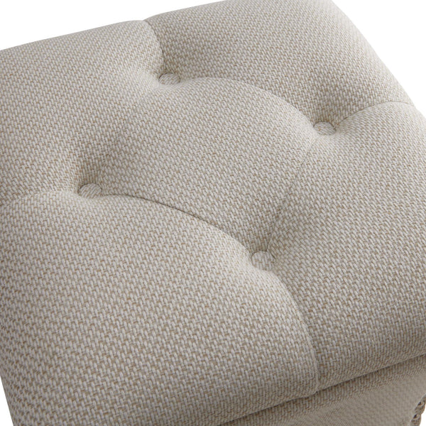 Amelia Nailhead Tufted Storage Ottoman Cardiff Cream