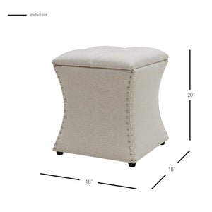 Amelia Nailhead Tufted Storage Ottoman Cardiff Cream