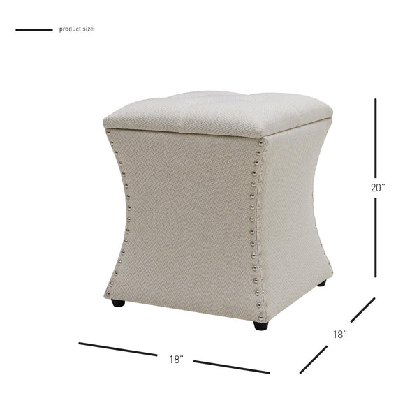 Amelia Nailhead Tufted Storage Ottoman Cardiff Cream