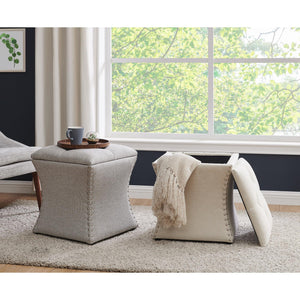 Amelia Nailhead Tufted Storage Ottoman Cardiff Gray