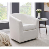 Hayden Faux Fur Fabric Swivel Chair Fleece White