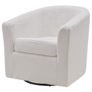Hayden Faux Fur Fabric Swivel Chair Fleece White