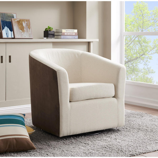 Hayden Fabric Swivel Chair Cardiff Cream/Velvet Brown