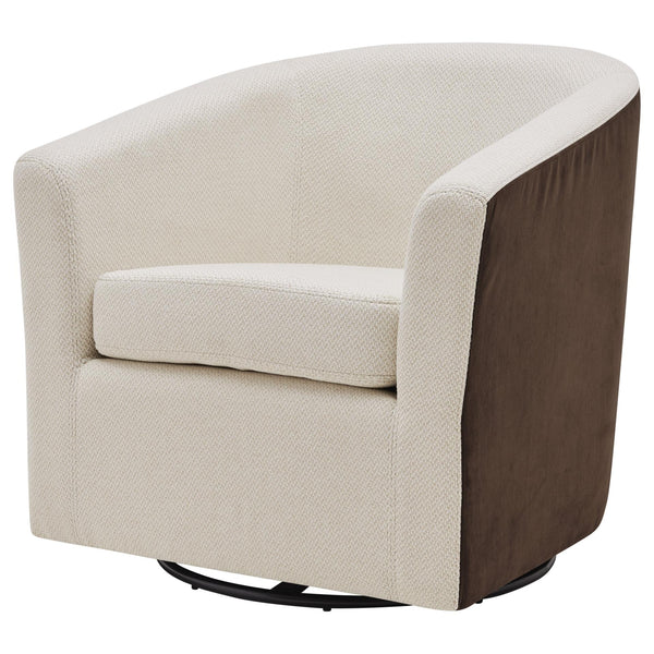 Hayden Fabric Swivel Chair Cardiff Cream/Velvet Brown