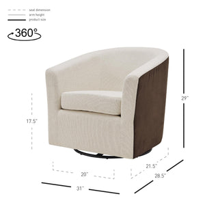 Hayden Fabric Swivel Chair Cardiff Cream/Velvet Brown