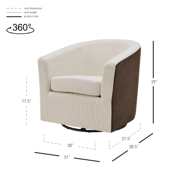 Hayden Fabric Swivel Chair Cardiff Cream/Velvet Brown