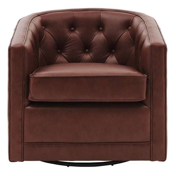Walsh Top Grain Leather Swivel Chair Garrett Brown