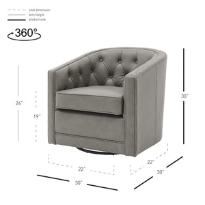 Walsh Top Grain Leather Swivel Chair Garrett Gray