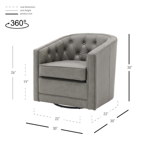 Walsh Top Grain Leather Swivel Chair Garrett Gray