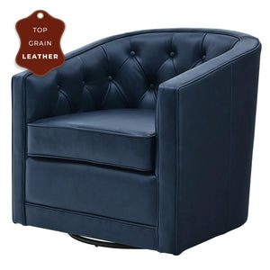 Walsh Top Grain Leather Swivel Chair Garrett Blue