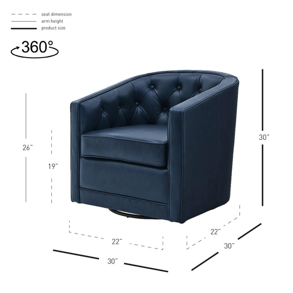 Walsh Top Grain Leather Swivel Chair Garrett Blue