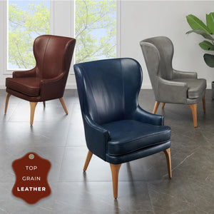 Bjorn Top Grain Leather Accent Chair Garrett Gray