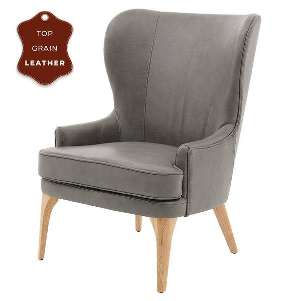 Bjorn Top Grain Leather Accent Chair Garrett Gray