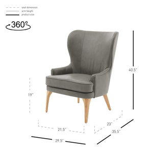 Bjorn Top Grain Leather Accent Chair Garrett Gray