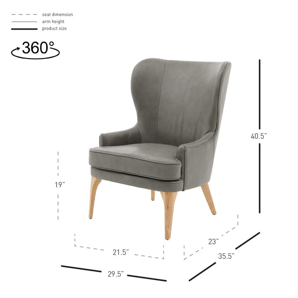 Bjorn Top Grain Leather Accent Chair Garrett Gray