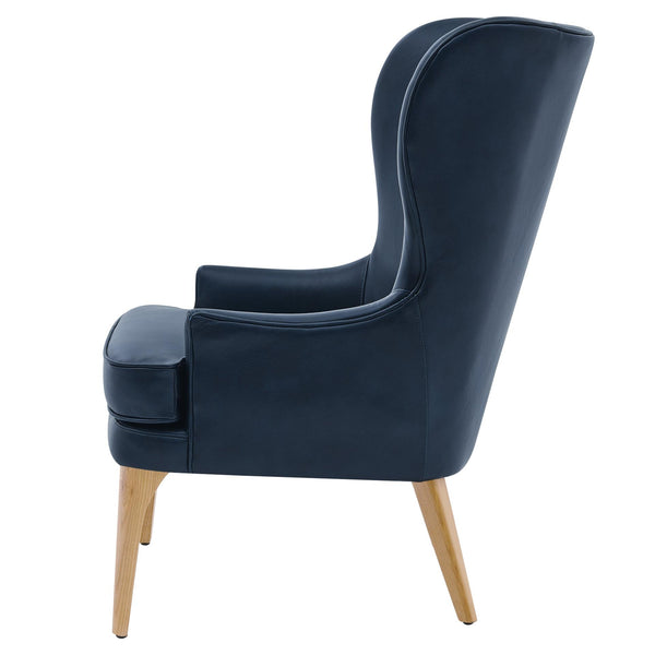 Bjorn Top Grain Leather Accent Chair Garrett Blue
