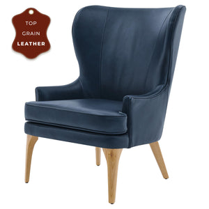 Bjorn Top Grain Leather Accent Chair Garrett Blue