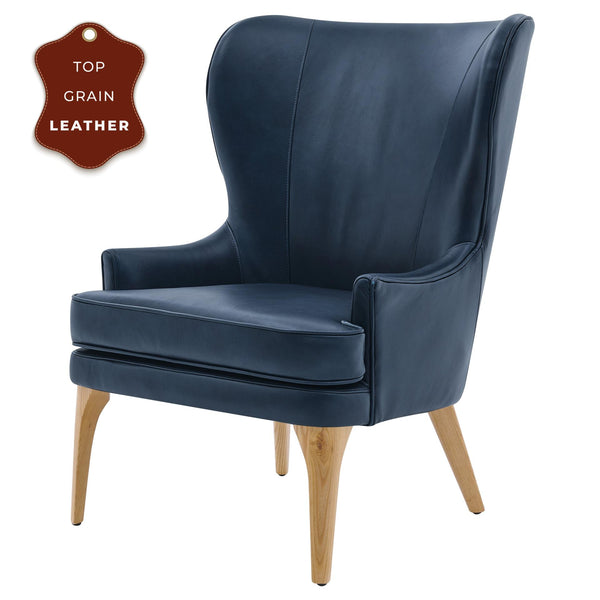 Bjorn Top Grain Leather Accent Chair Garrett Blue
