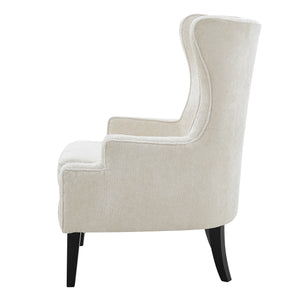 New Pacific Direct Clementine Fabric Wing Accent Arm Chair Opus Cream with Black Leg Finish 1900181-567-NPD