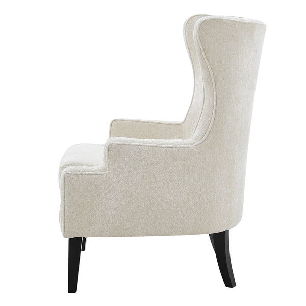 New Pacific Direct Clementine Fabric Wing Accent Arm Chair Opus Cream with Black Leg Finish 1900181-567-NPD