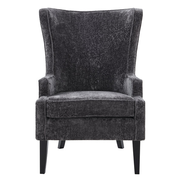 New Pacific Direct Clementine Fabric Wing Accent Arm Chair Opus Gray with Black Leg Finish 1900182-568-NPD
