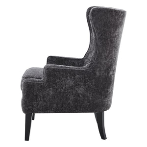 New Pacific Direct Clementine Fabric Wing Accent Arm Chair Opus Gray with Black Leg Finish 1900182-568-NPD